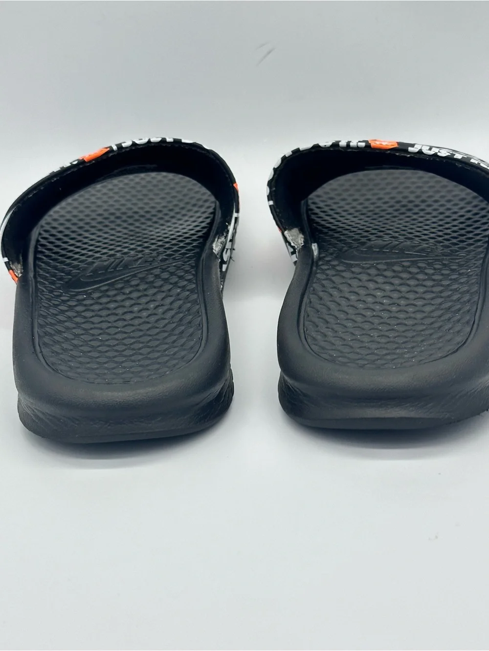 Nike Benassi JDI Print Just Do It Men's Slides Sandal Black Orange Size 9